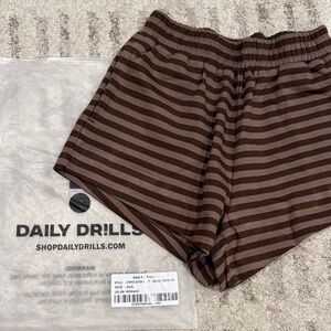Daily Drills Chocolate and Mauve Striped Shorts